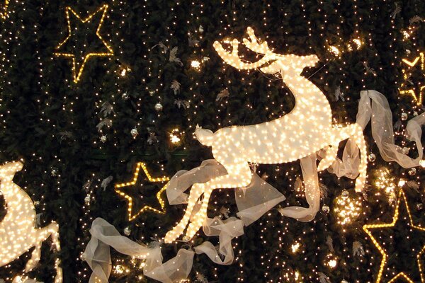 Christmas decoration glowing deer figure