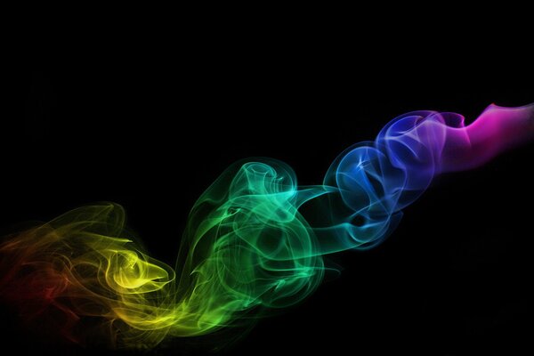 Rainbow smoke on a black background