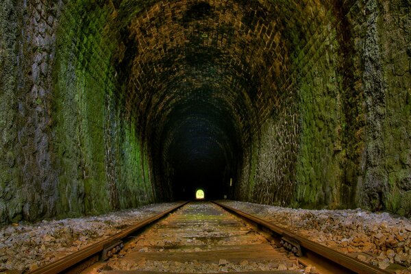 The railway passing through the tunnel