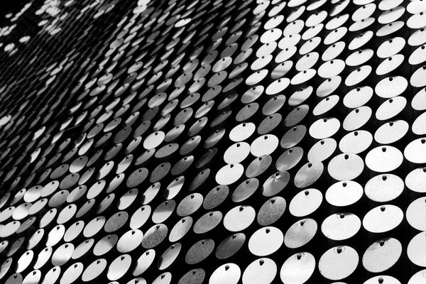 Lots of circles. Black and white photo