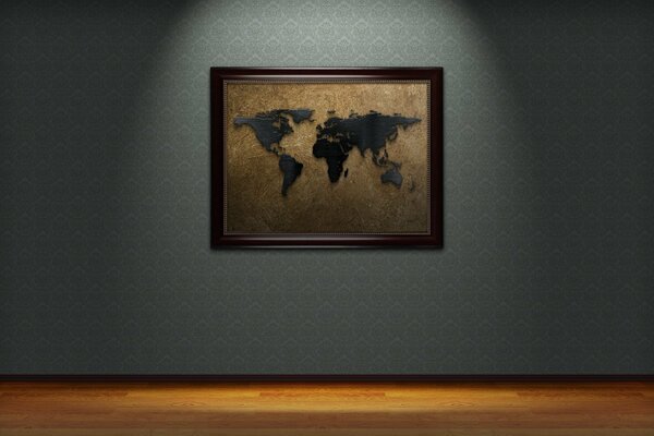 The world map in the picture from the exhibition