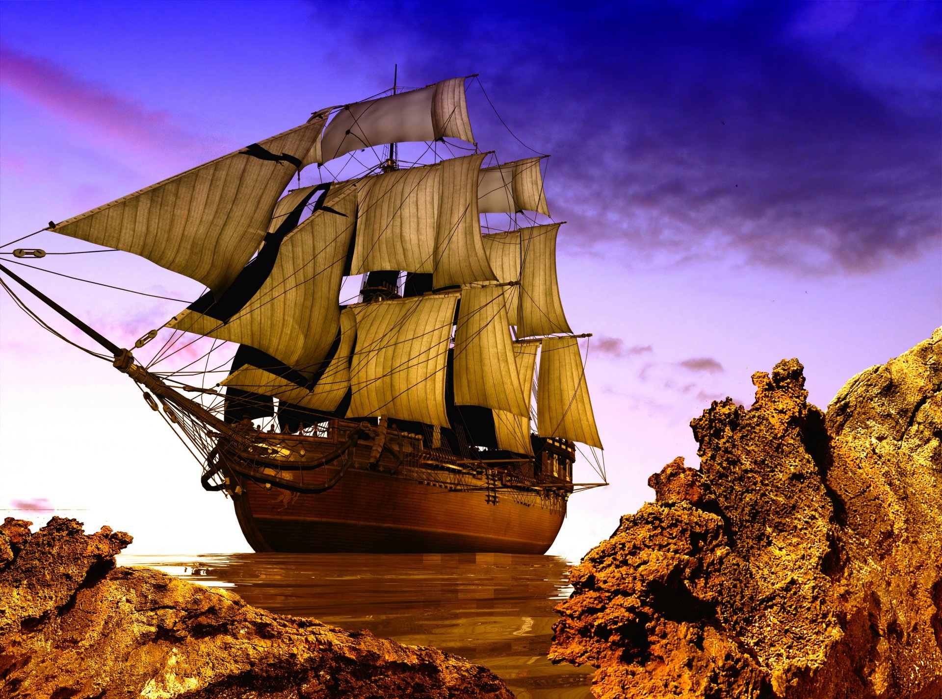 hip sailboats rock 3d graphics photo