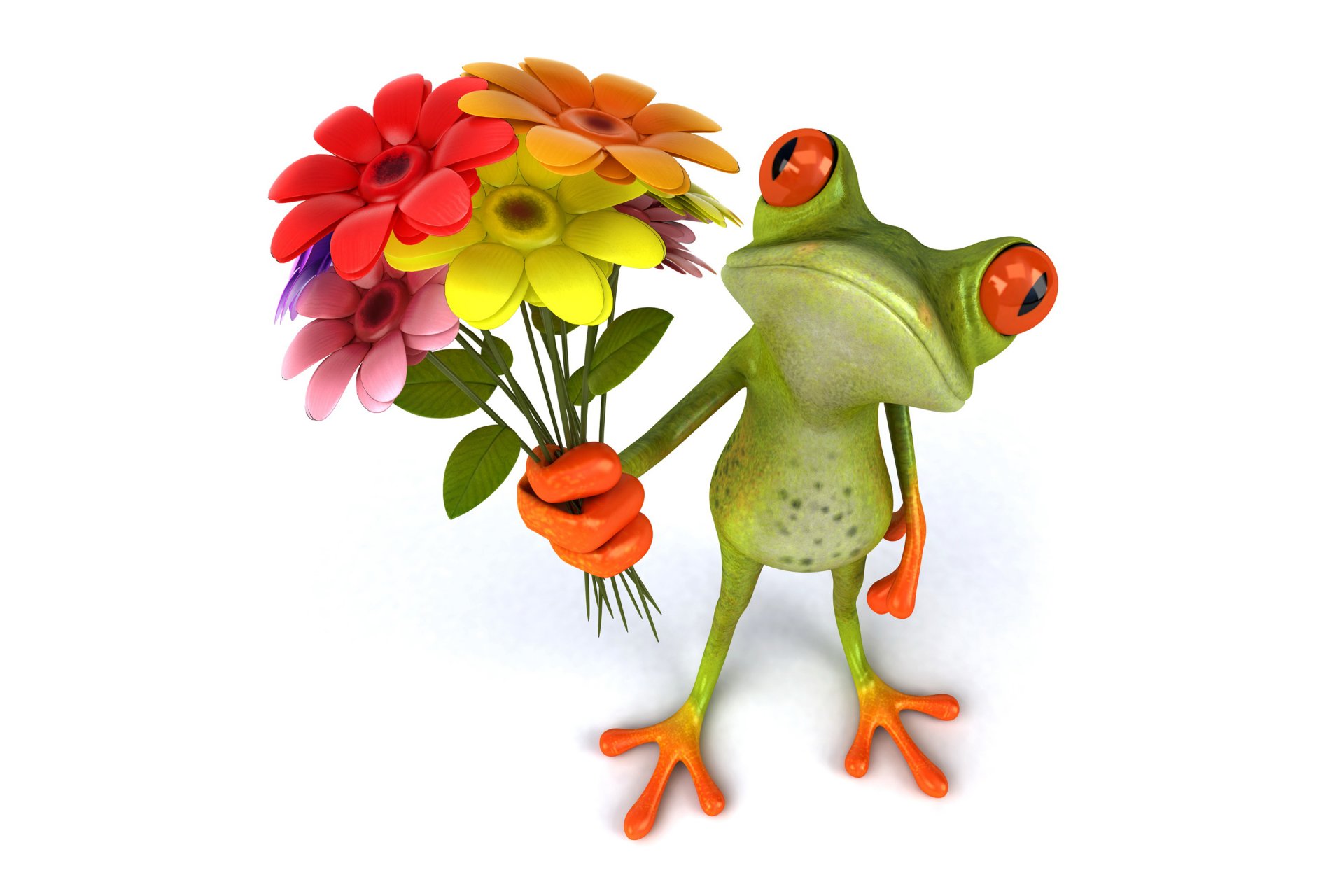 frosch 3d blumen