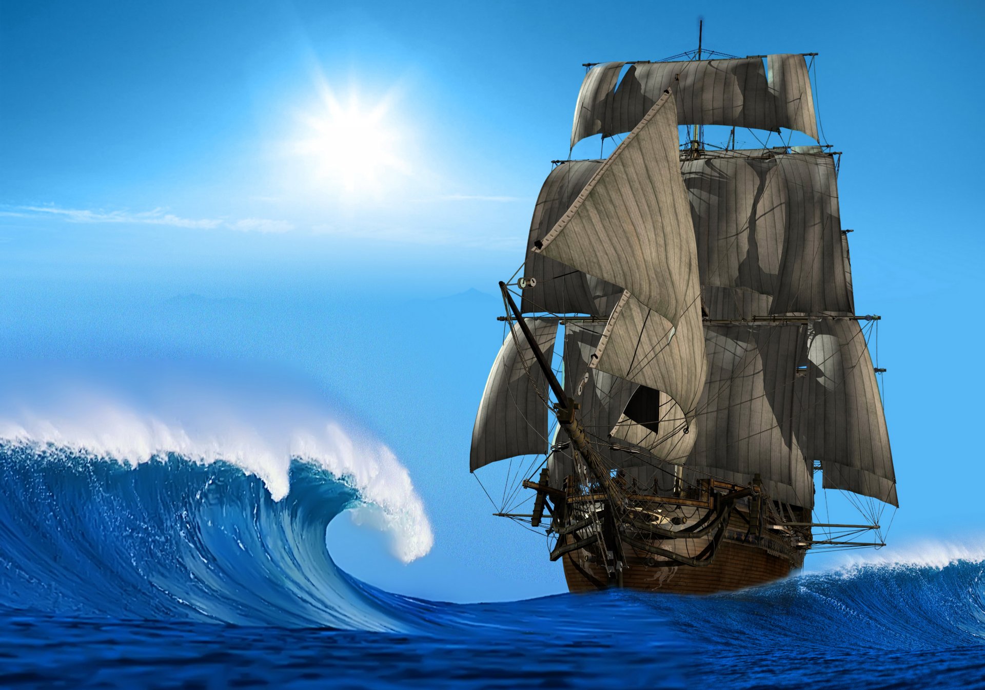 bateau voilier la mer des vagues des graphiques 3d la photo