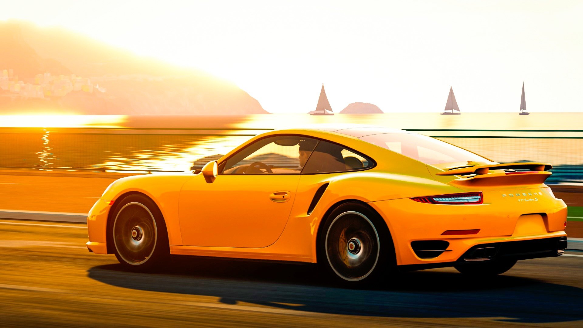 porsche 911 turbo s porsche road light landscape