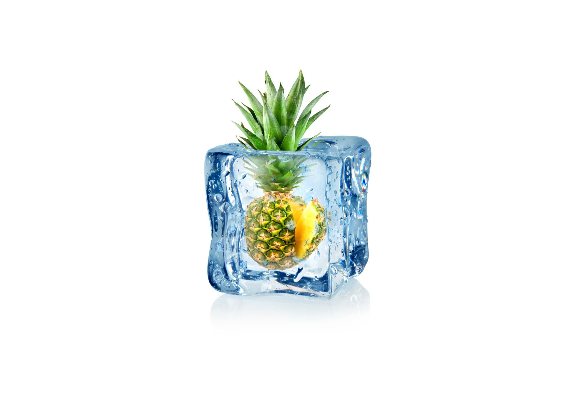 arte ananas congelato ghiaccio cubo cubo ghiaccio gocce d acqua acqua sfondo bianco astrazione 3d carta da parati