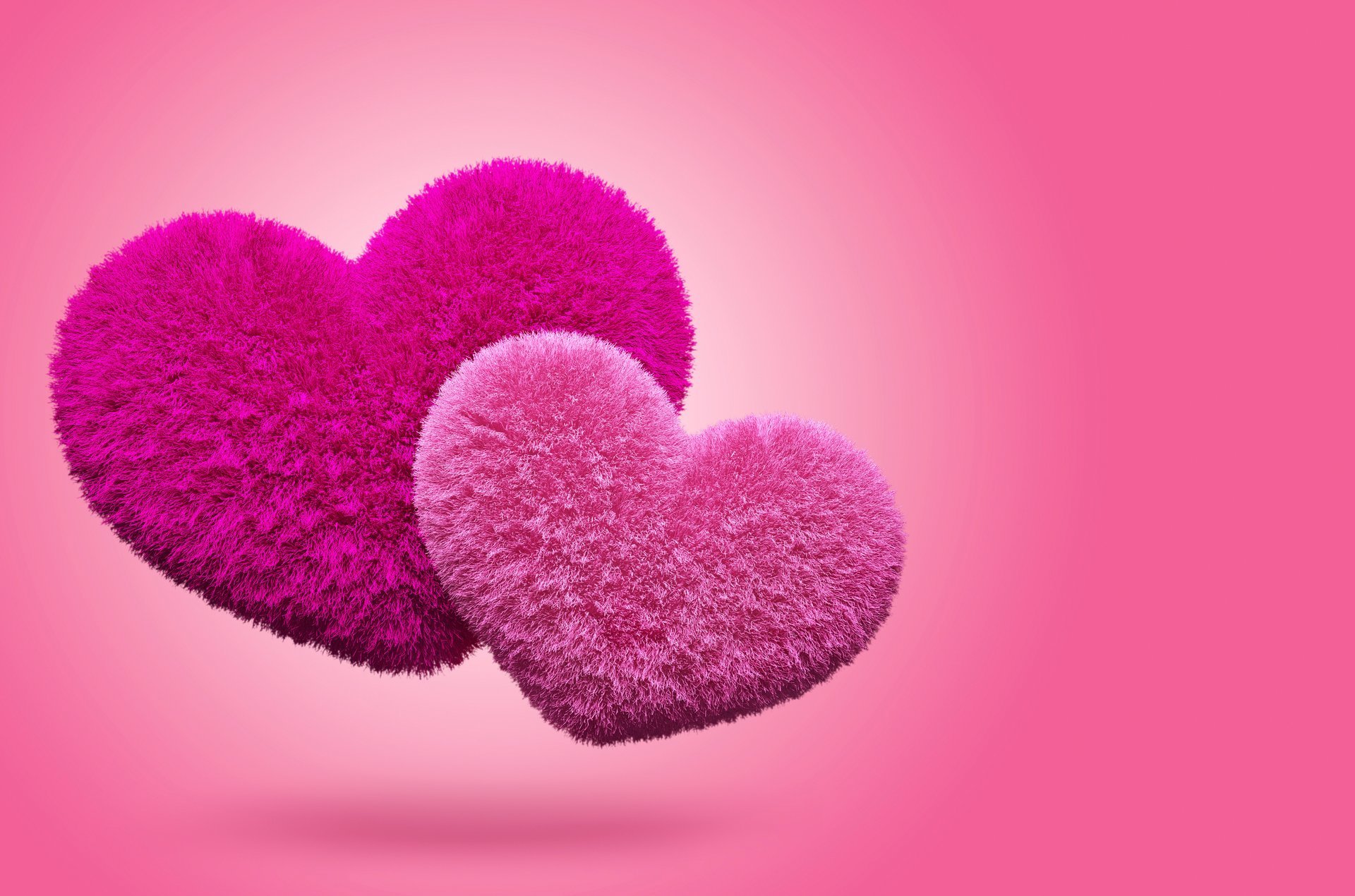 fluffy hearts pink 3d love heart