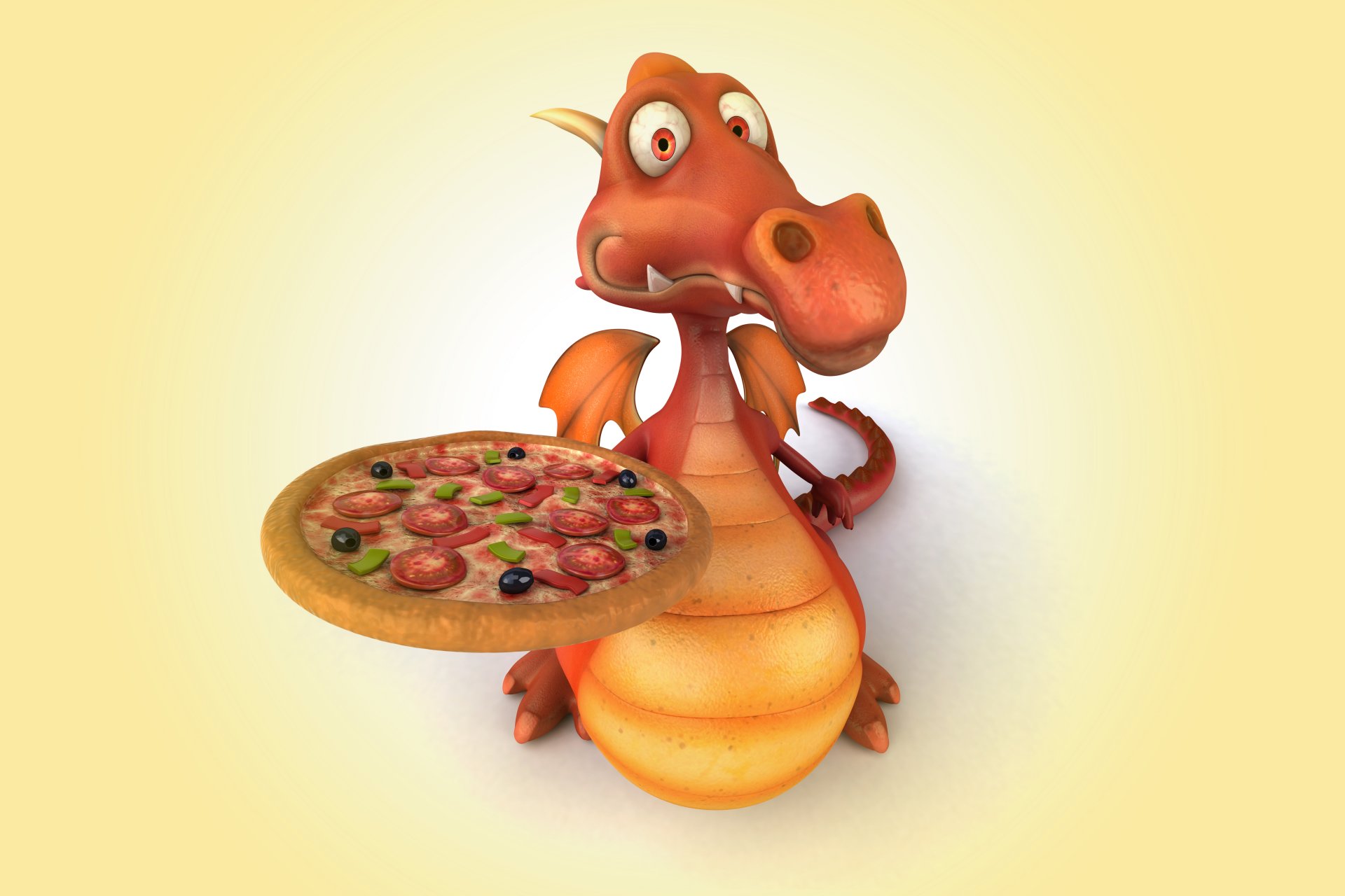 3d drachen pizza