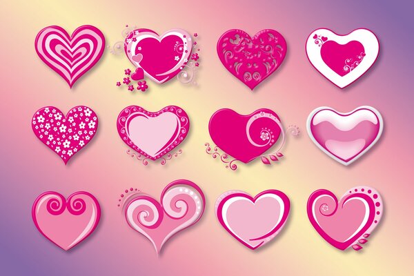 Pink hearts. Love and hearts