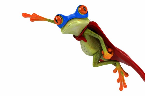 Flying frog dans le costume de superman