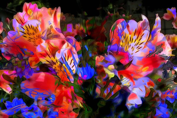 Bright night flowers art