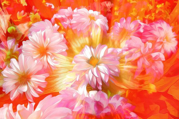 Large petal flowers in the garden