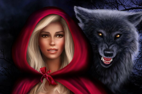 Image du petit Chaperon rouge et du loup