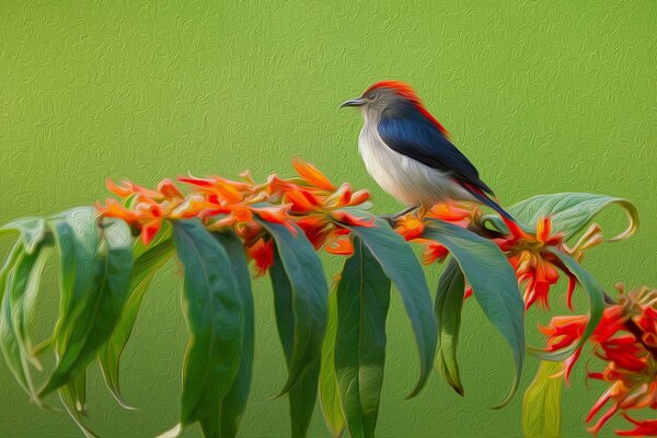 An exotic bird is sitting on a branch