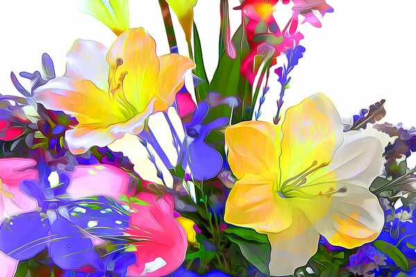 Spring bouquet of flowers on a white background