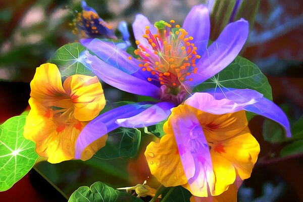 Beautiful yellow and purple flowers