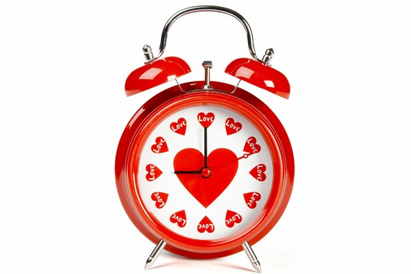 Reloj de alarma de corazón rojo para el día de San Valentín