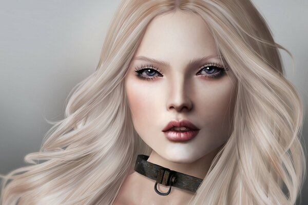 Beautiful blonde art with a collar