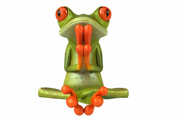 Grenouille verte. grenouille dans la pose du Lotus. yoga amusant