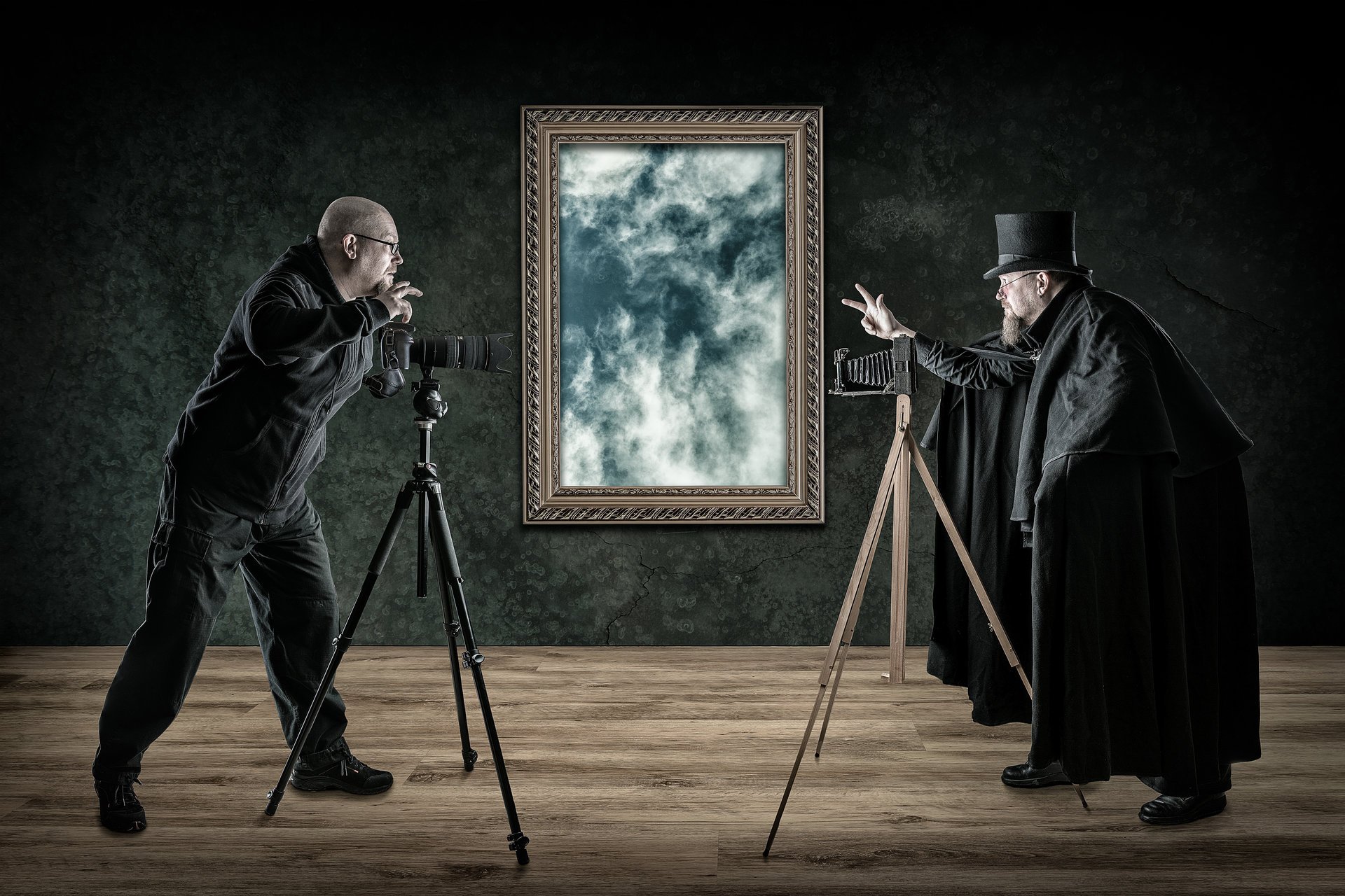 photographes peinture duel