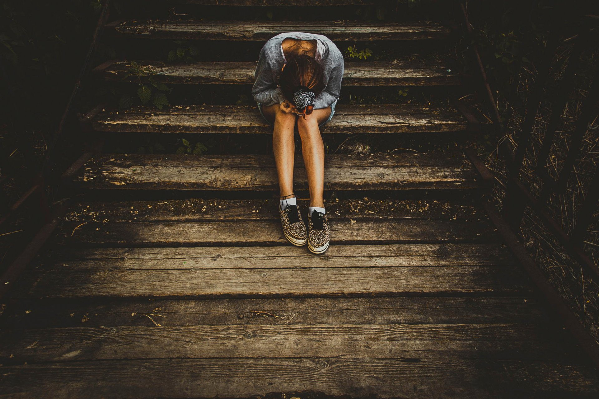 girl stairs loneline