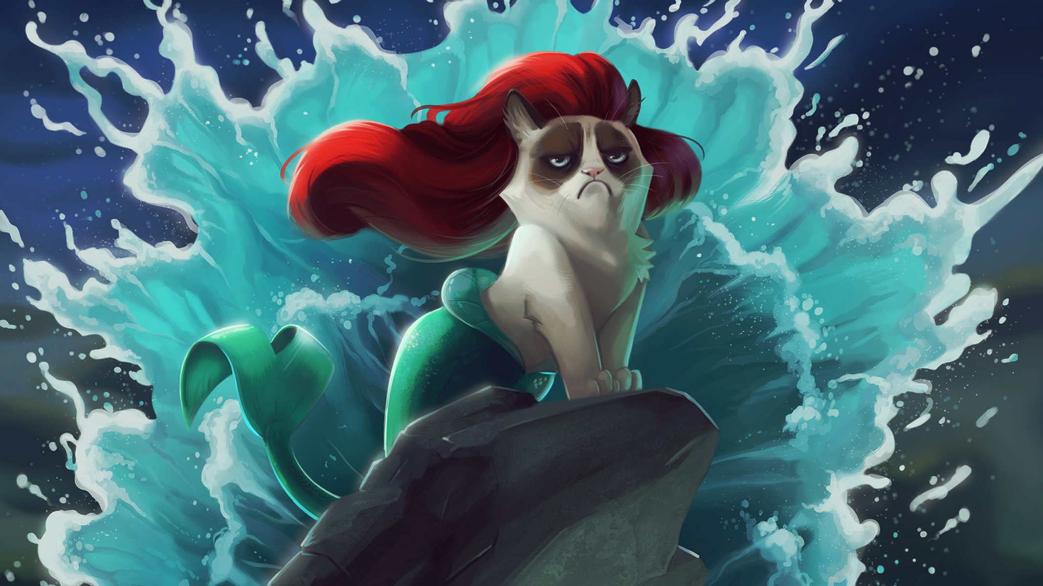 cat mermaid cartoon