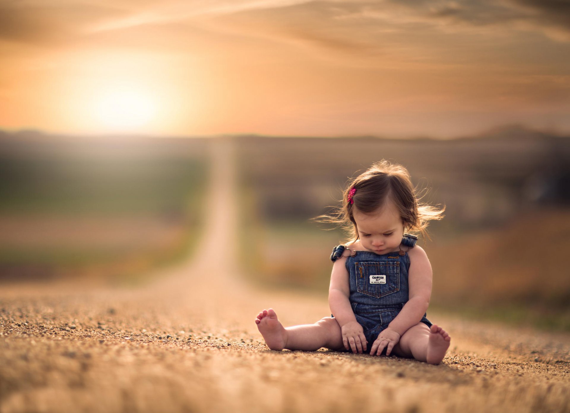 girl road bokeh