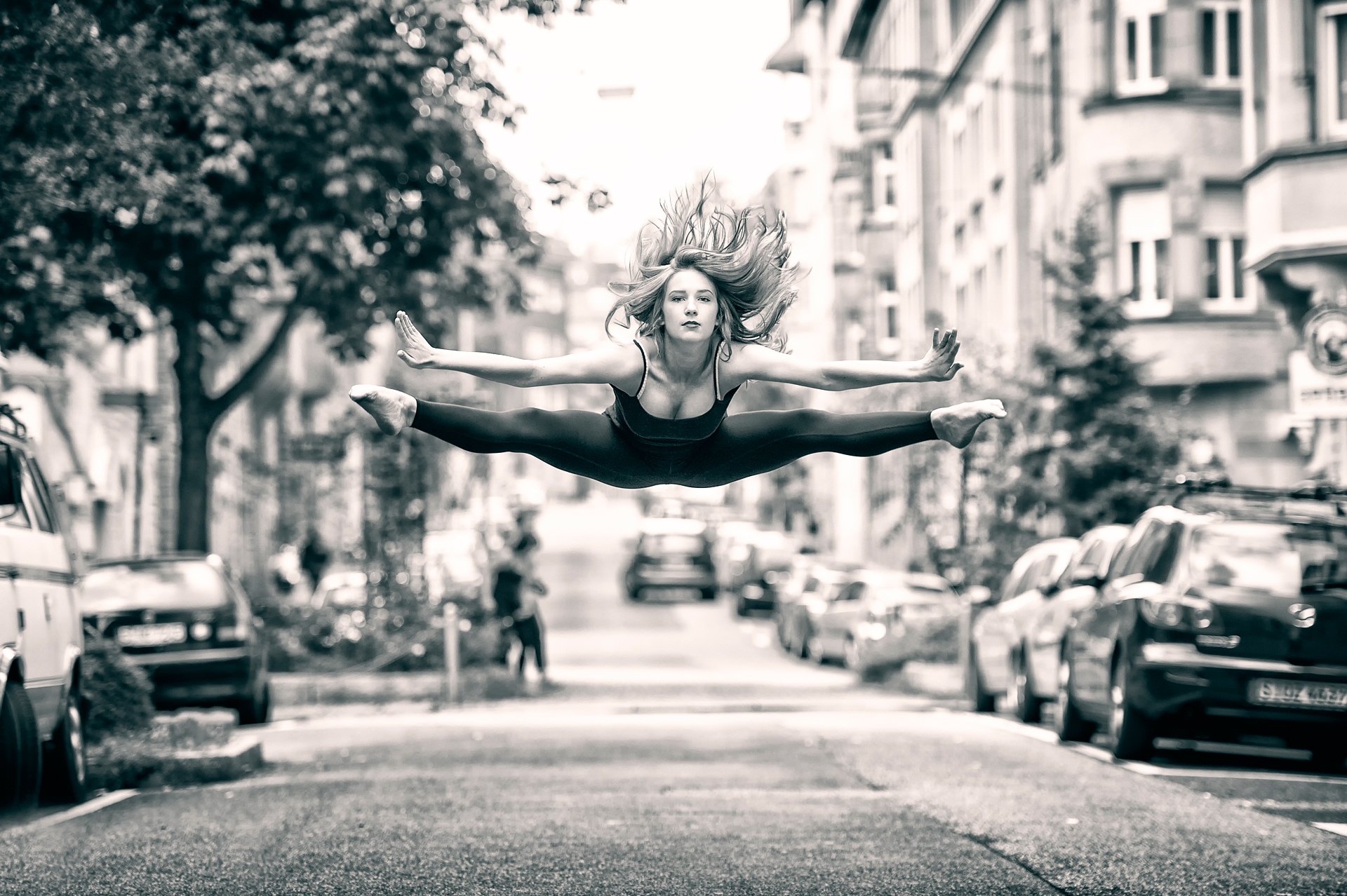 salto città strada ragazza danza