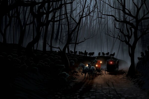 Wolves escorting the carriage crew