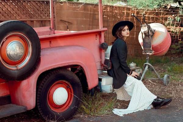 Beautiful photo shoot next to a concrete mixer