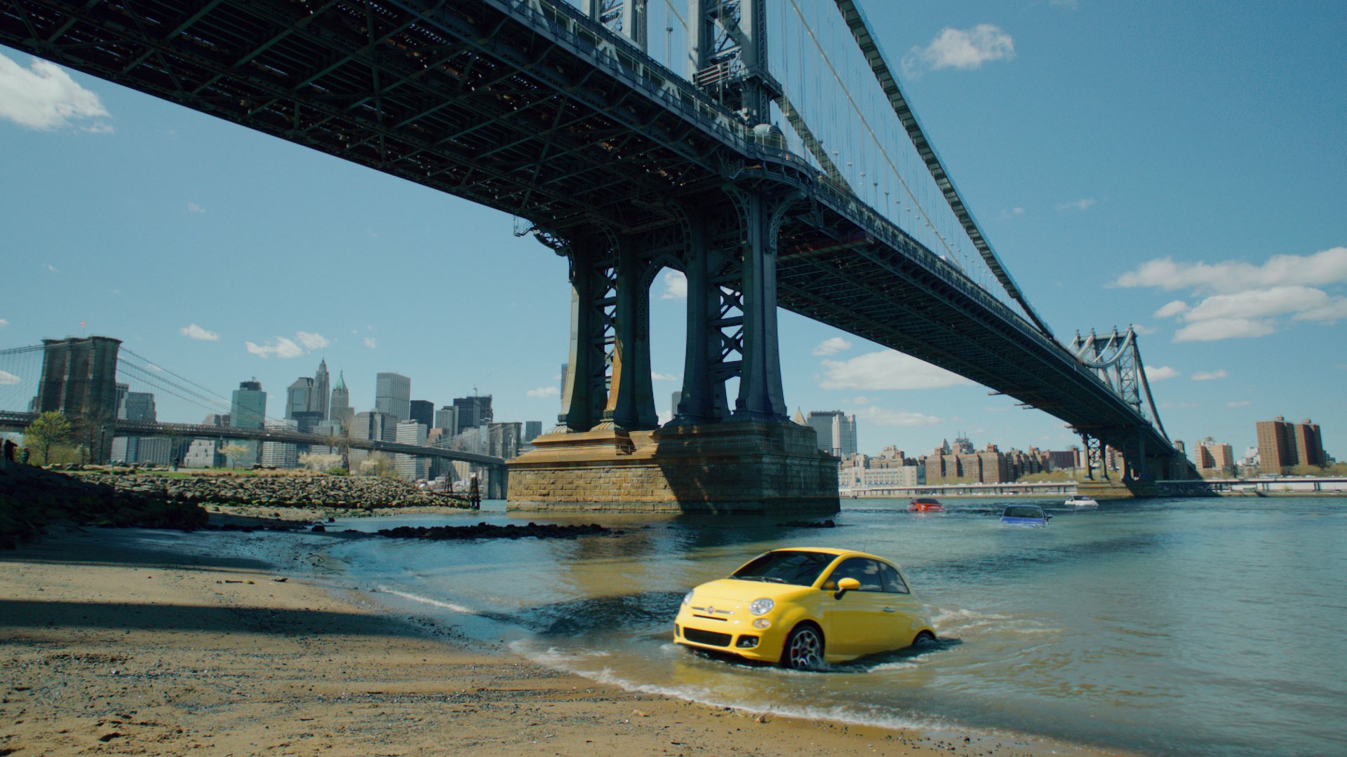 commercial fiat 500 immigrants usa america new york city bridge advertising fiat 500 new york surfacing