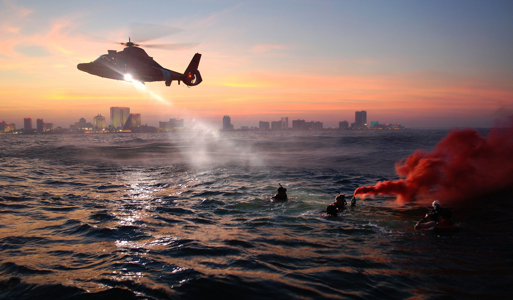 water sea coast guard helicopter