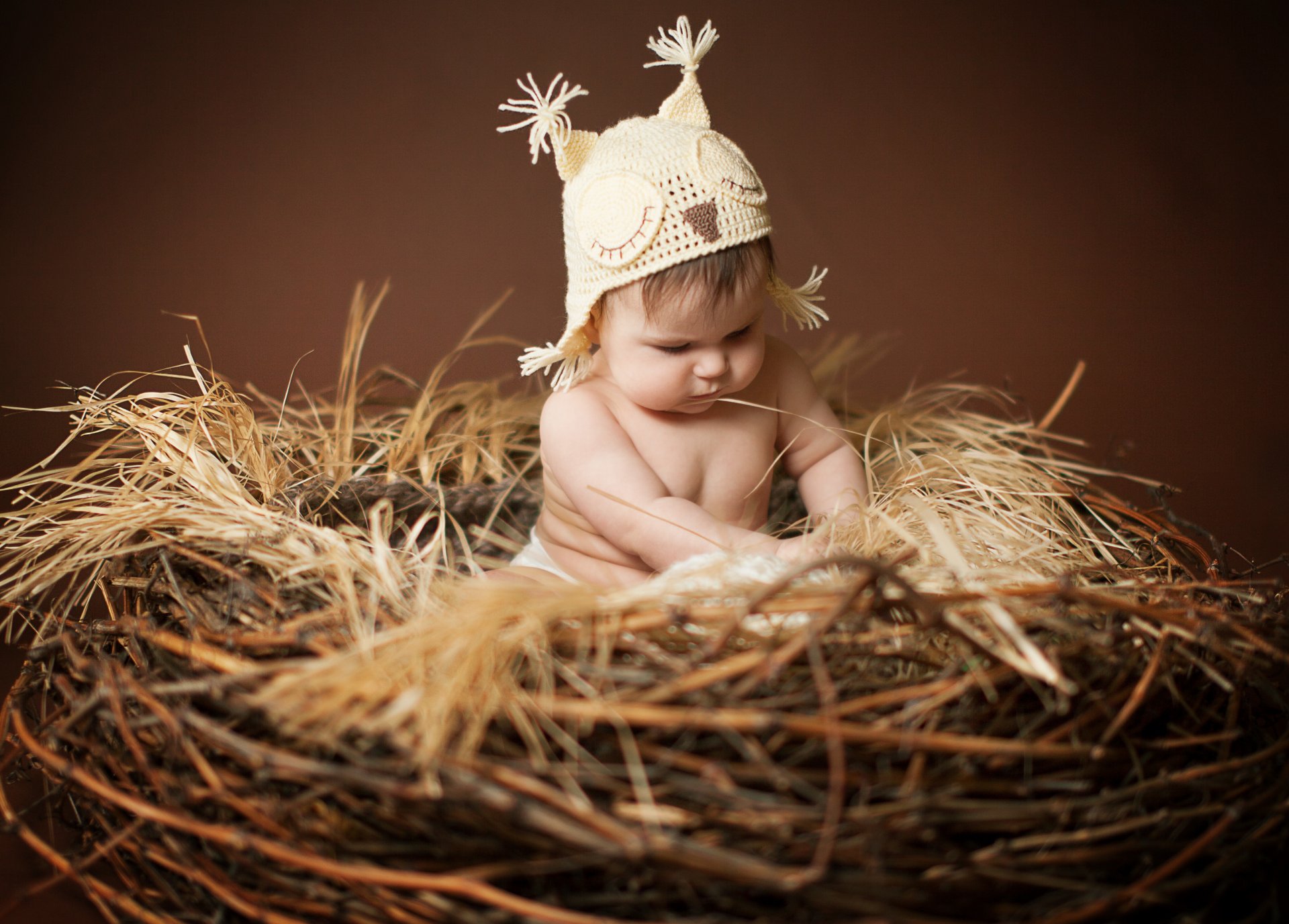 children baby nest anna levankova hat hat ears owl