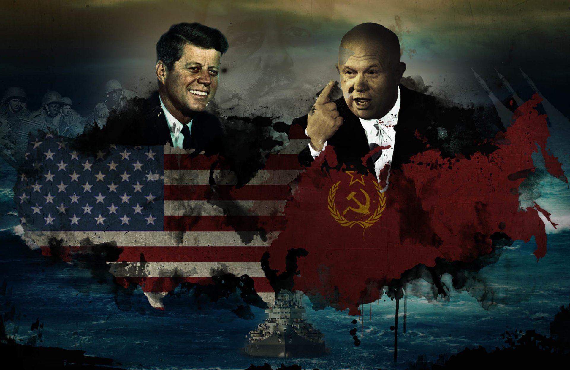 john fitzgerald kennedy presidente estados unidos nikita sergeevich khrushchev primero secretario comité central del pcus países banderas conflicto