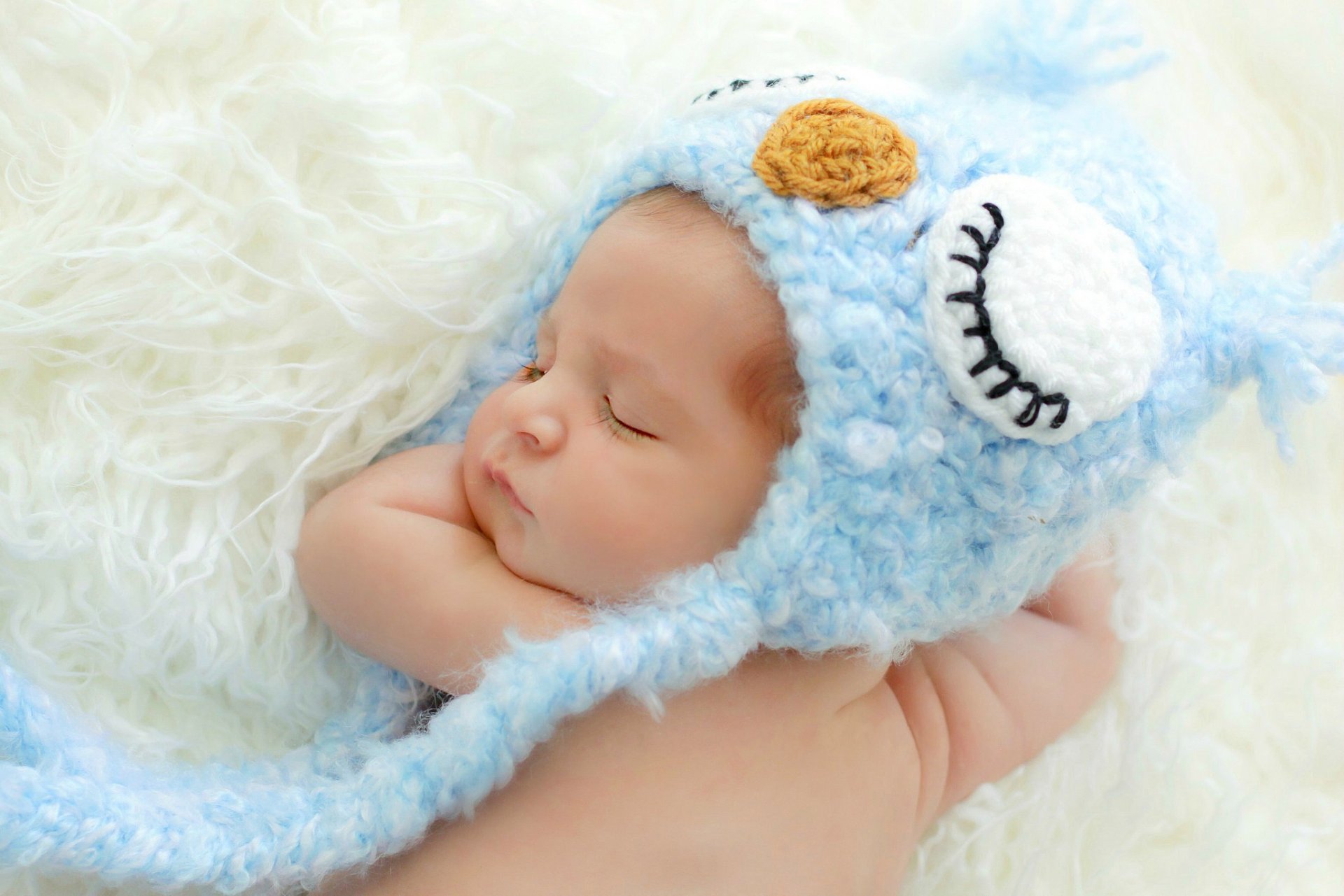 baby baby baby sleeping beanie blue owl