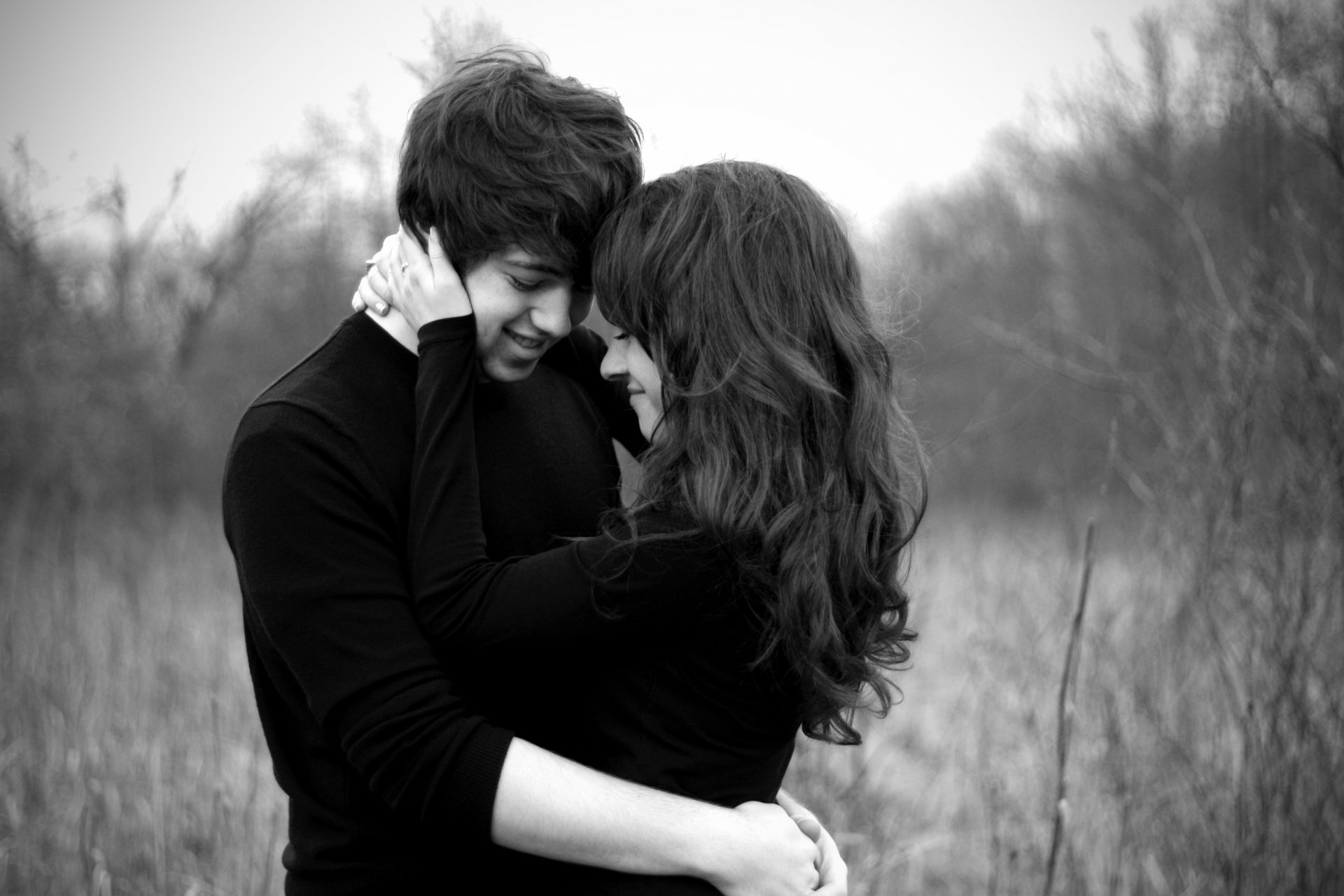 girl guy love relationship black and white hug