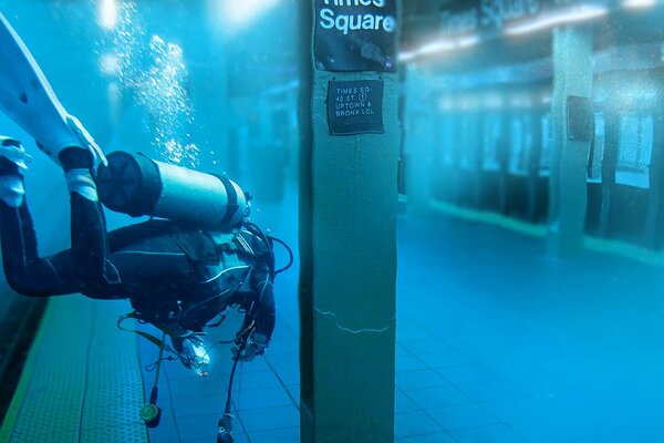 Subacqueo nella metropolitana di New York