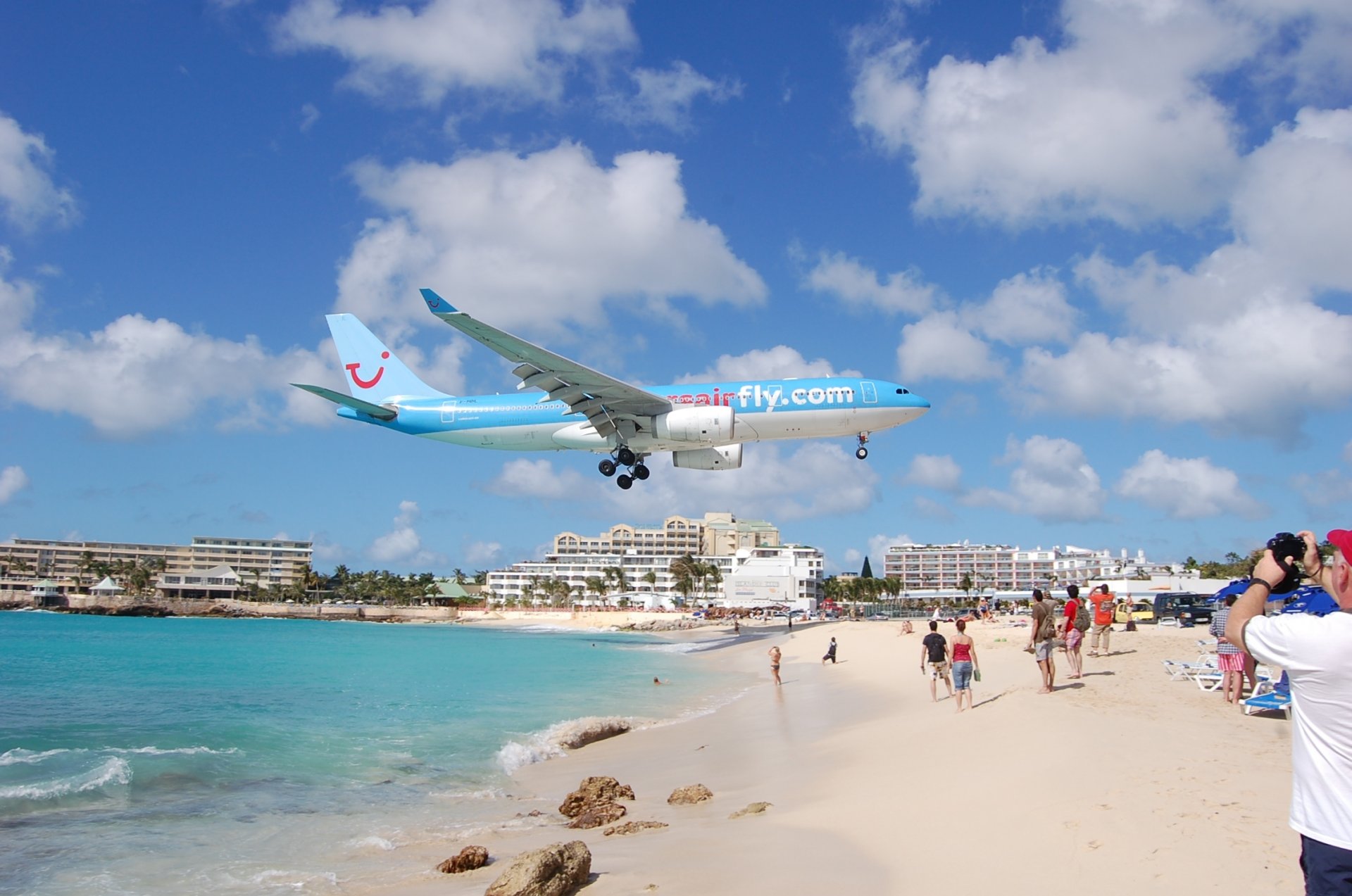 maho beach san martino spiaggia aereo foto