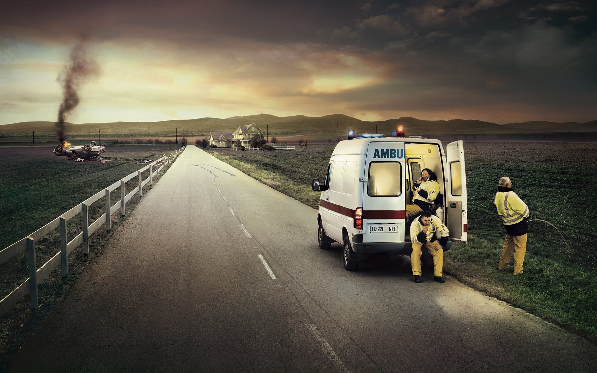 servicio médico accidente ambulancia carretera