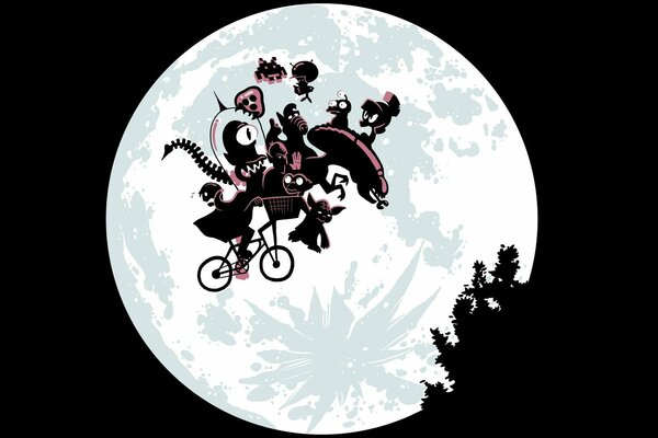 Monstruos en bicicleta en el fondo de la Luna