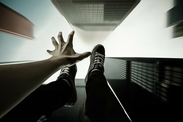 Glass floor in a high skyscraper