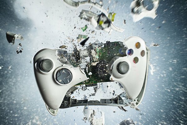 The xbox joystick exploded from the load