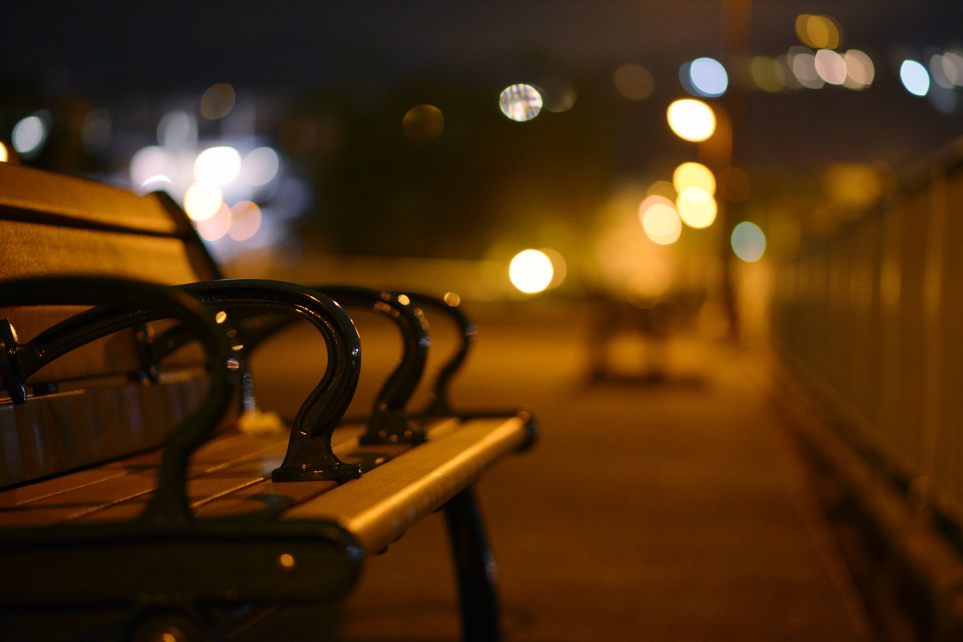 banco banco calle ciudad noche noche luces bokeh desenfoque