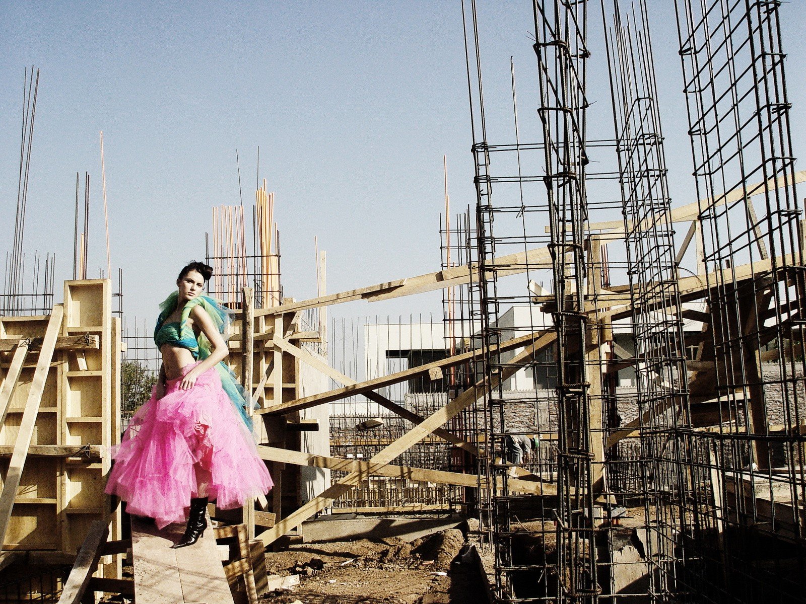 a woman construction dance