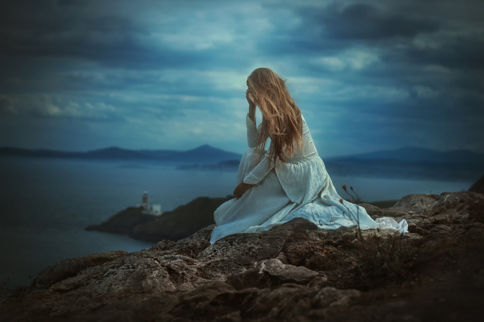 tj drysdale ragazza pietra vestito paesaggio