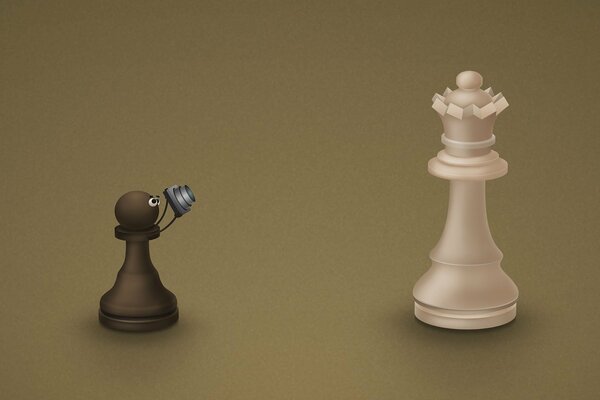 A small pawn photographs the queen