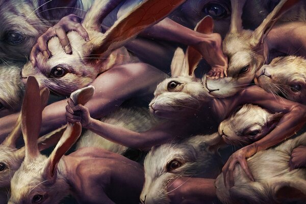 Mutant rabbits look scary and sinister