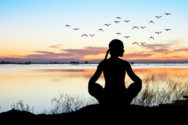 Yoga classes on the river bank