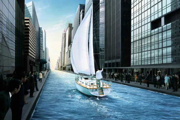 Nella Città del canale edifici e yacht