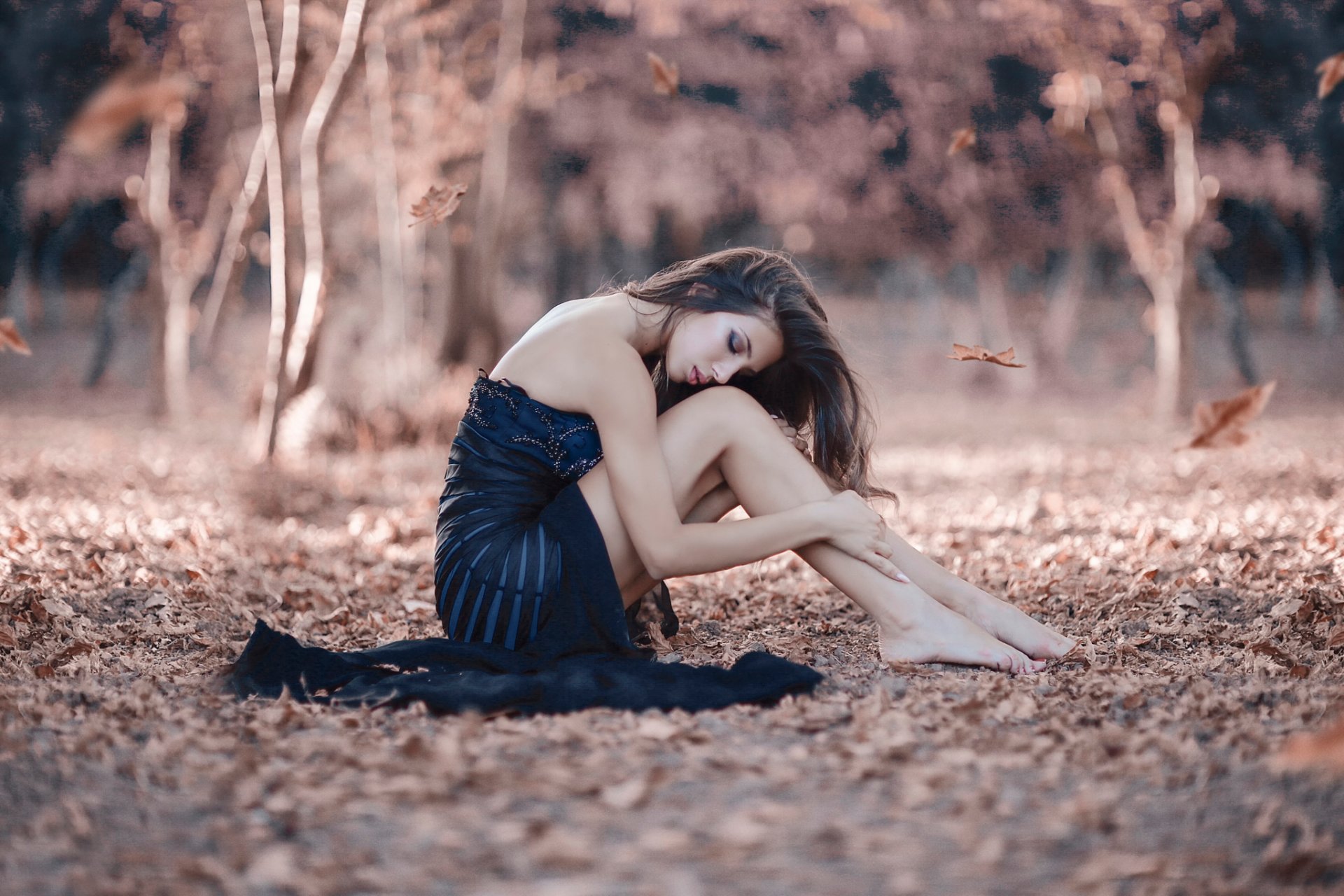 a never ending story girl feet autumn leaves alessandro di cicco